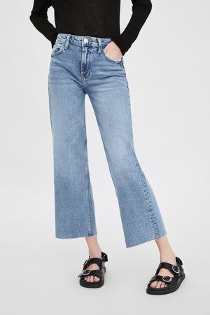 Cropped jeans kostek 7/8 jeansy dzwony Zara stan stanem 40 L 38 M deni