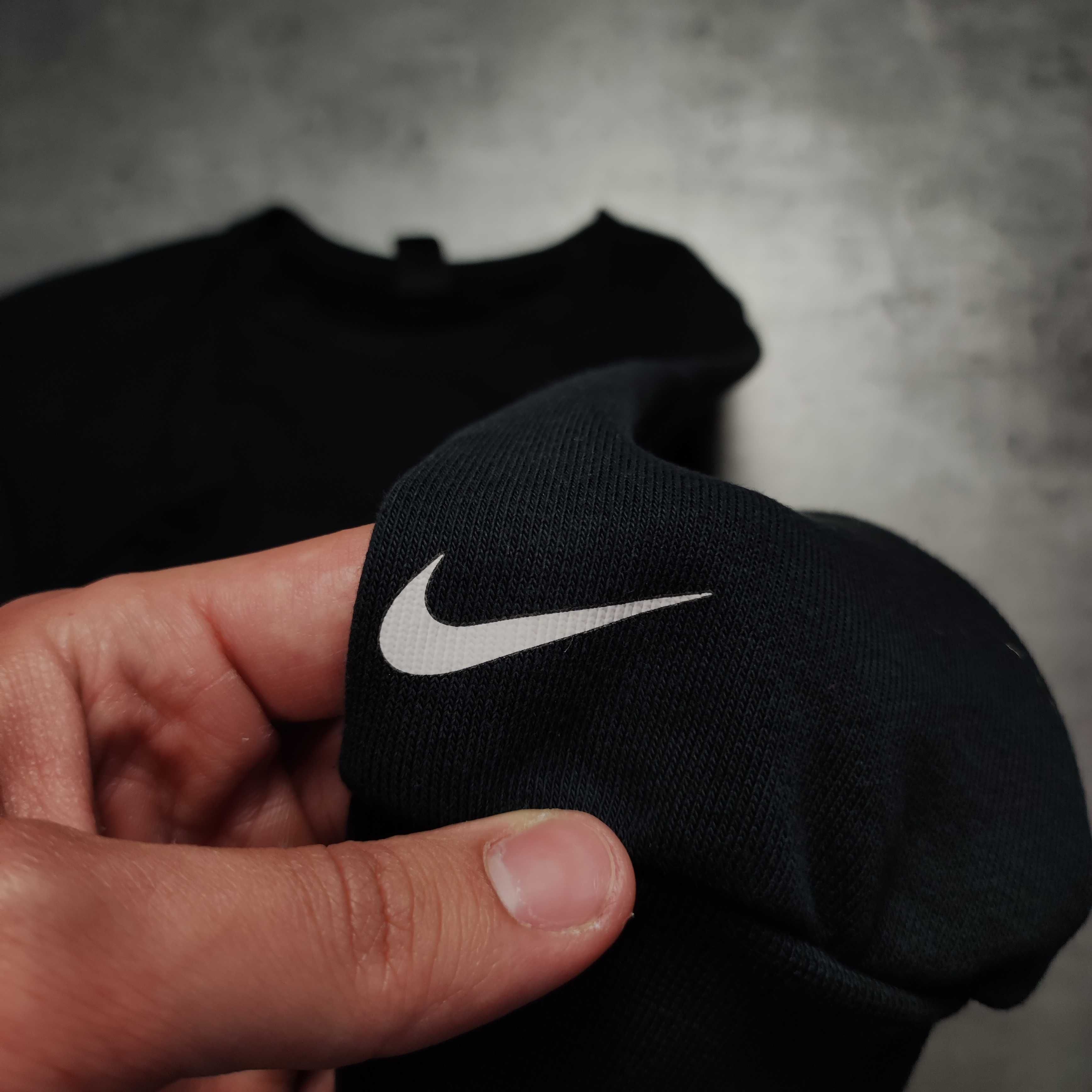 DAMSKA Bluza Krótka Bawełniana Crop Top Nike Duże Logo Czarna Swoosh