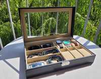 Etui szkatułka organizer na okulary i zegarki pojemny duży PREZENT