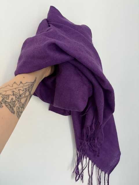Szal ala pashmina fiolet wiosenny 70x180 cm