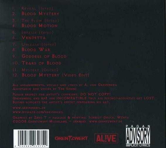Greifenkeil  cd    Blood Mystery   idustrial