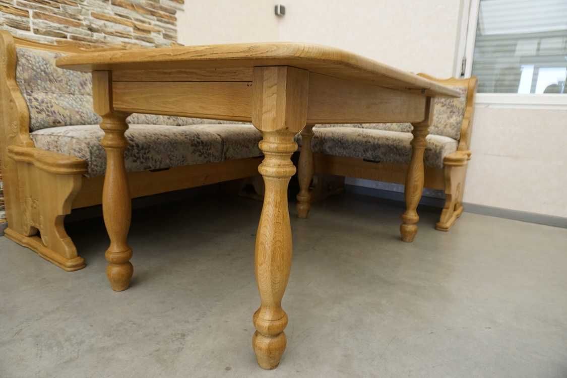 Komplet narożnik kuchenny z litego dębu + stół + 2 krzesła (k-497)