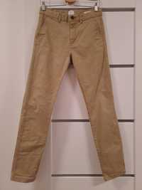 Męskie spodnie beżowe H&M skinny fit stretch r.S 30/30