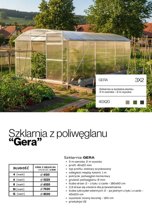 Szklarnia z poliwęglanu tunel/domek 3x4 3x6 3x8 3x10 3x12