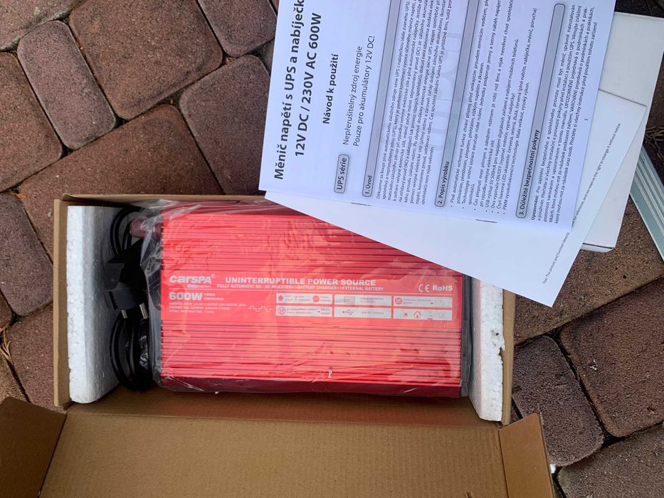 Інвертор+UPS+зарядка  CARSPA 600W/12/230V мод. синус