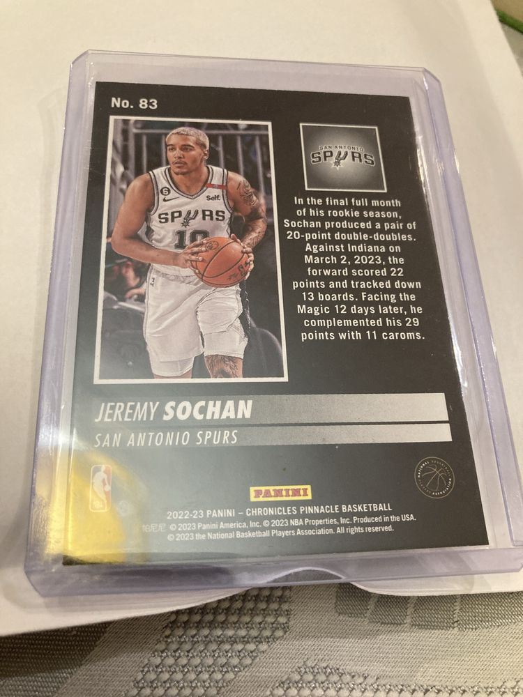 Karta NBA Jeremy Sochan pinnacle 22/23