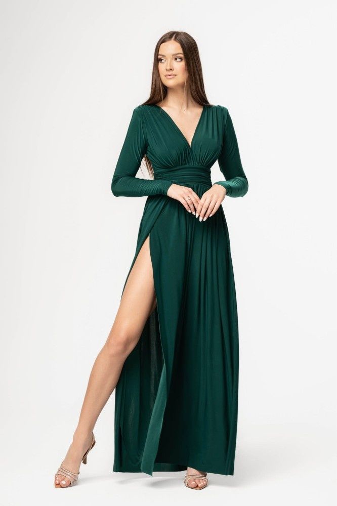 Sukienka długa/ maxi elegancka z długim rękawem