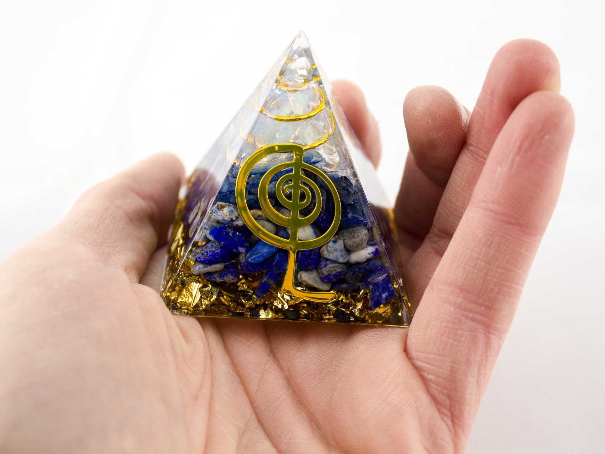Piękna Piramidka Orgonit Sodalit Lazuryt Opal Klucz Harmonia 5 cm