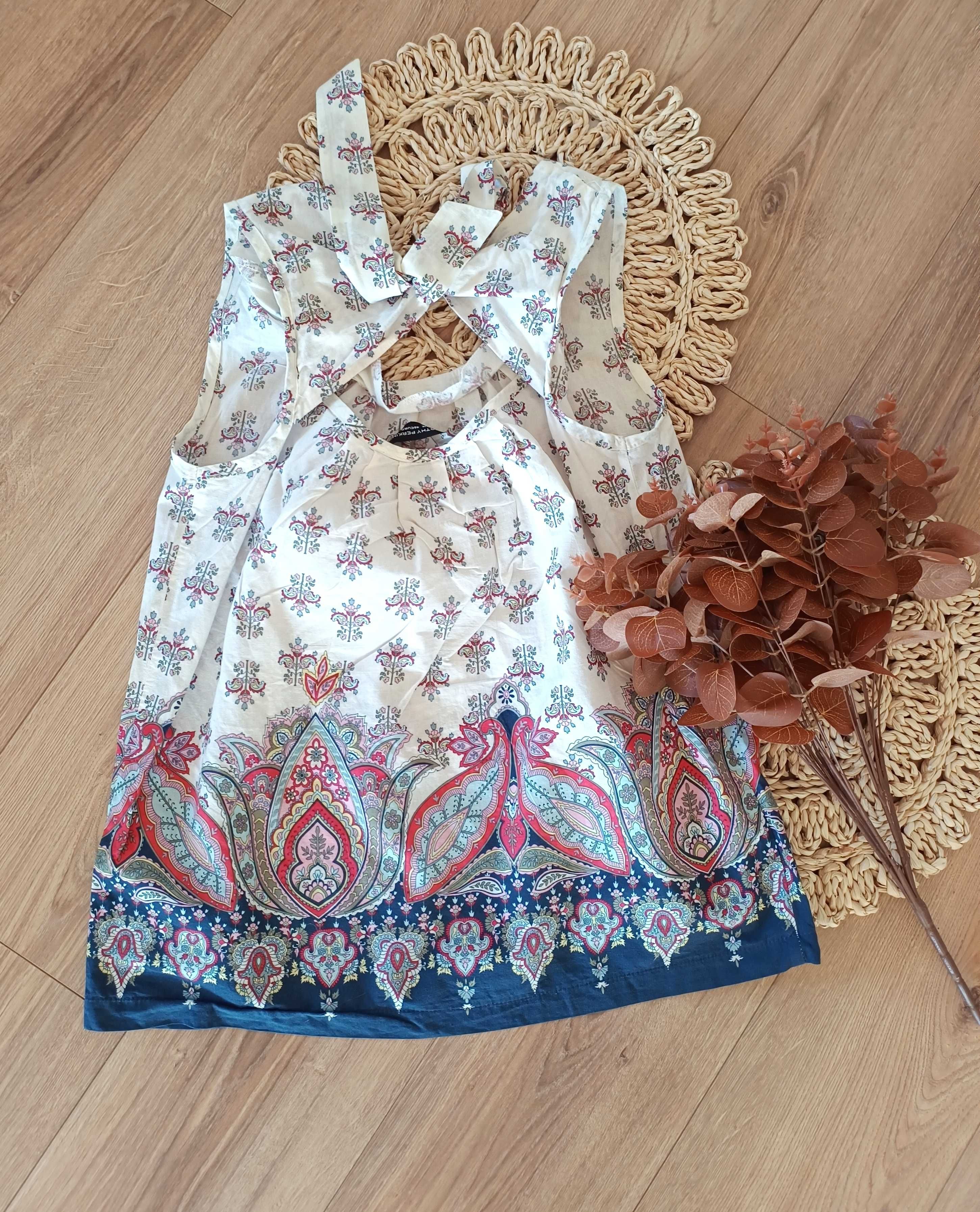 Biała granatowa bluzeczka Dorothy Perkins 40L bawełniana wzorzysta