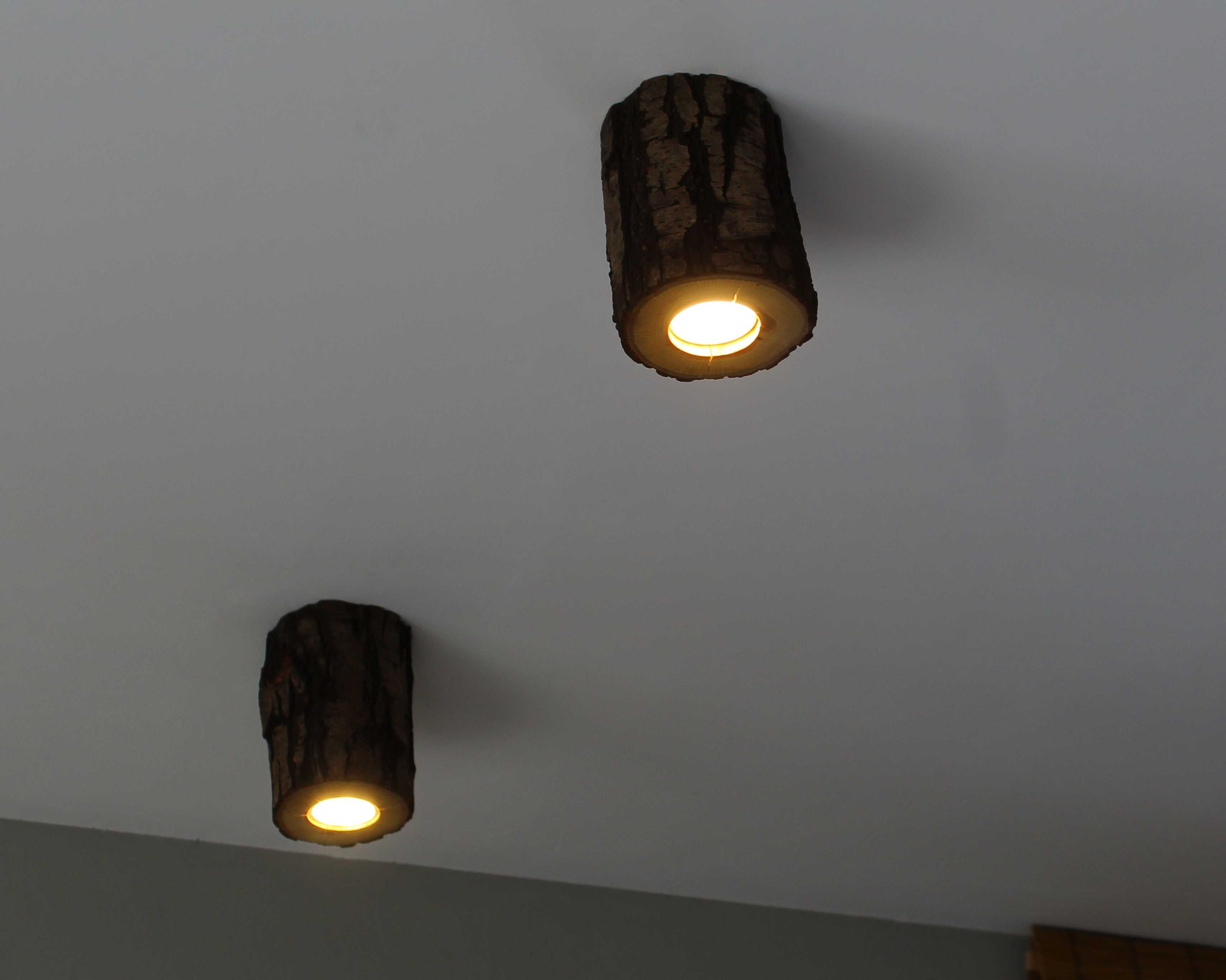 DĘBOWA Drewniana Lampa Punktowa Pień Tuba Sufitowa SPOT -- FAKŁY