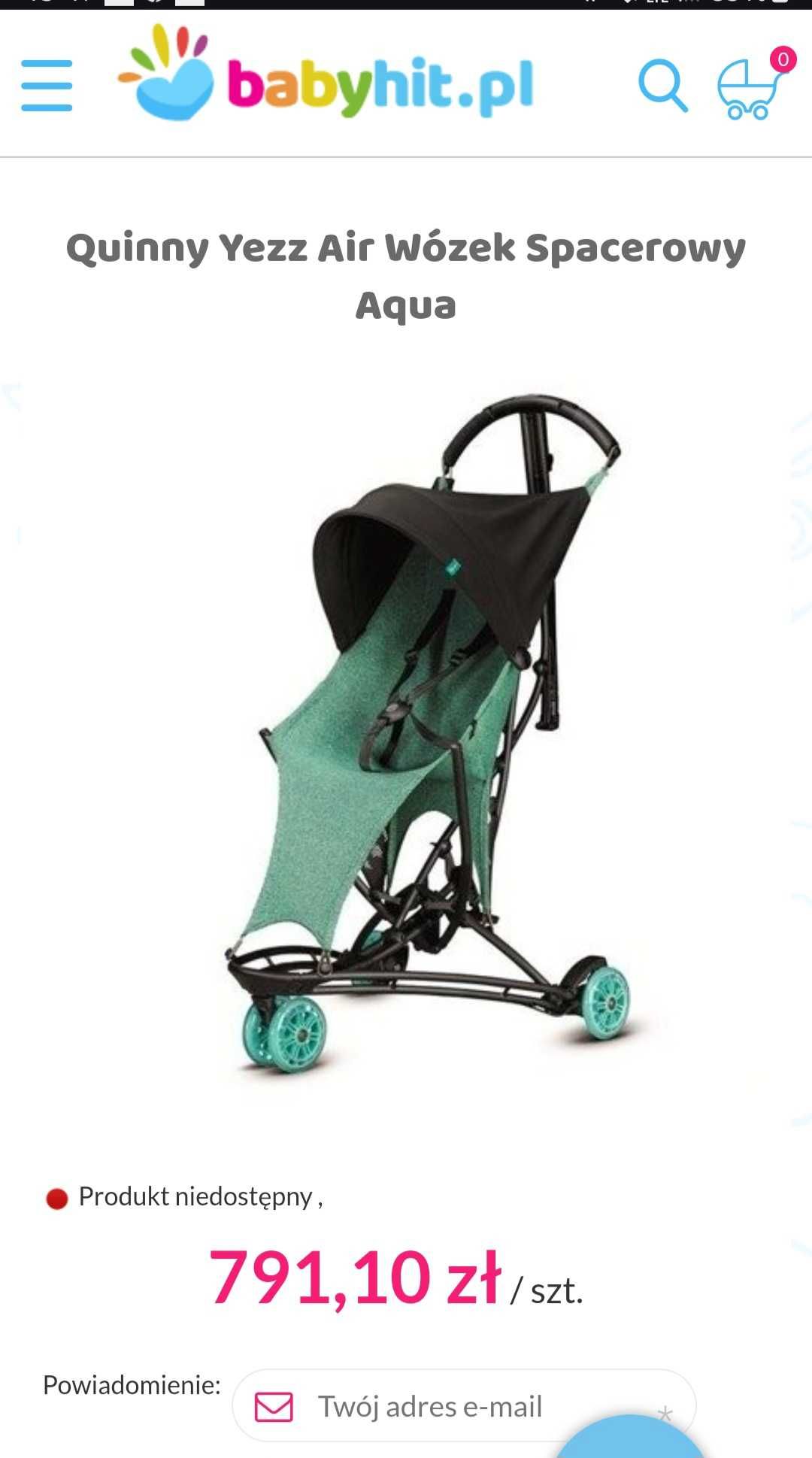 Quinny Yezz Air Aqua wózek hamak, spacerówka, parasolka,