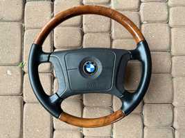 Kierownica BMW E39/E38/E36/E46 - Dobry stan - Drewniana z poduszką
