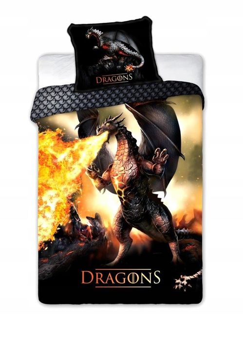 Pościel 160x200 Młodzieżowa Smoki Smok Dragons