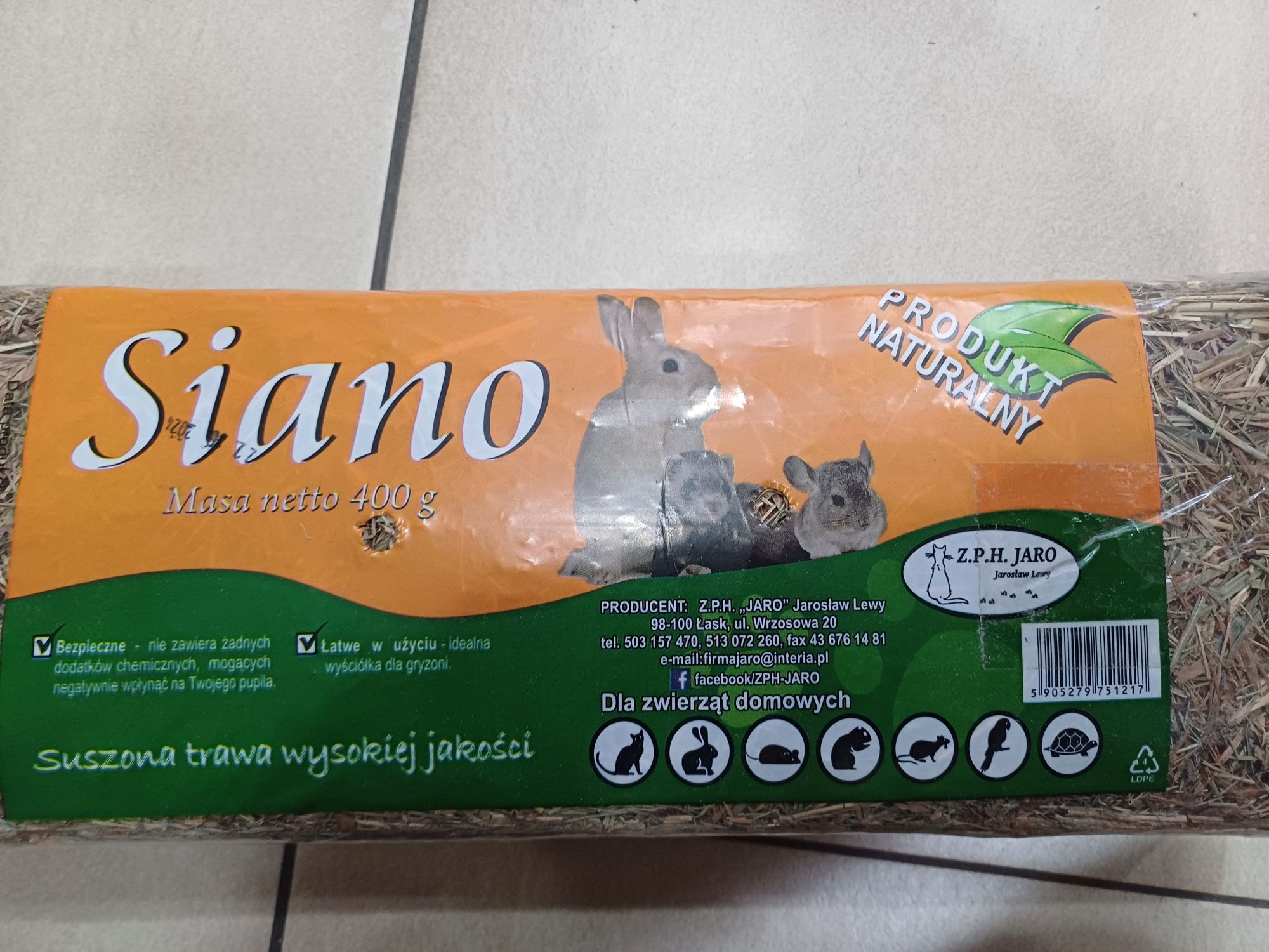 Sianko 5x 400g dla Gryzoni, Siano Ściółka Królik Gryzonie Chomik Jaro