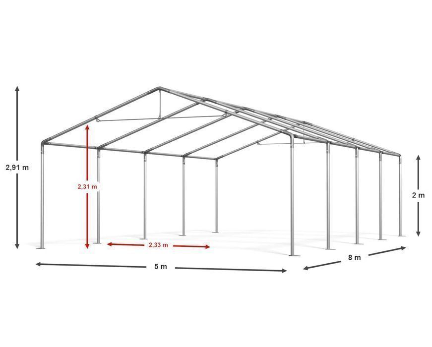 5x8x2m Namiot do Ogrodu szary Namiot Magazynowy Hala Namiotowa DAS