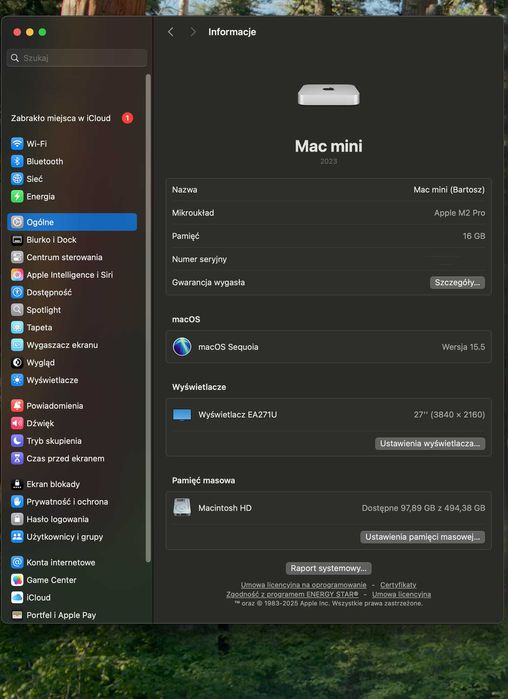 Mac Mini M2 Pro 16 GB RAM Dysk 512 GB + Hub