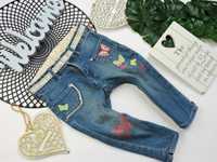 H&M - rybaczki jeans , hafty motylki r 128