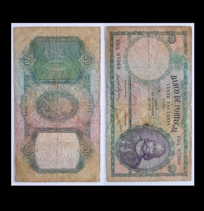 Notas Portuguesas - 20$ escudos (D. António Luiz de Meneses)