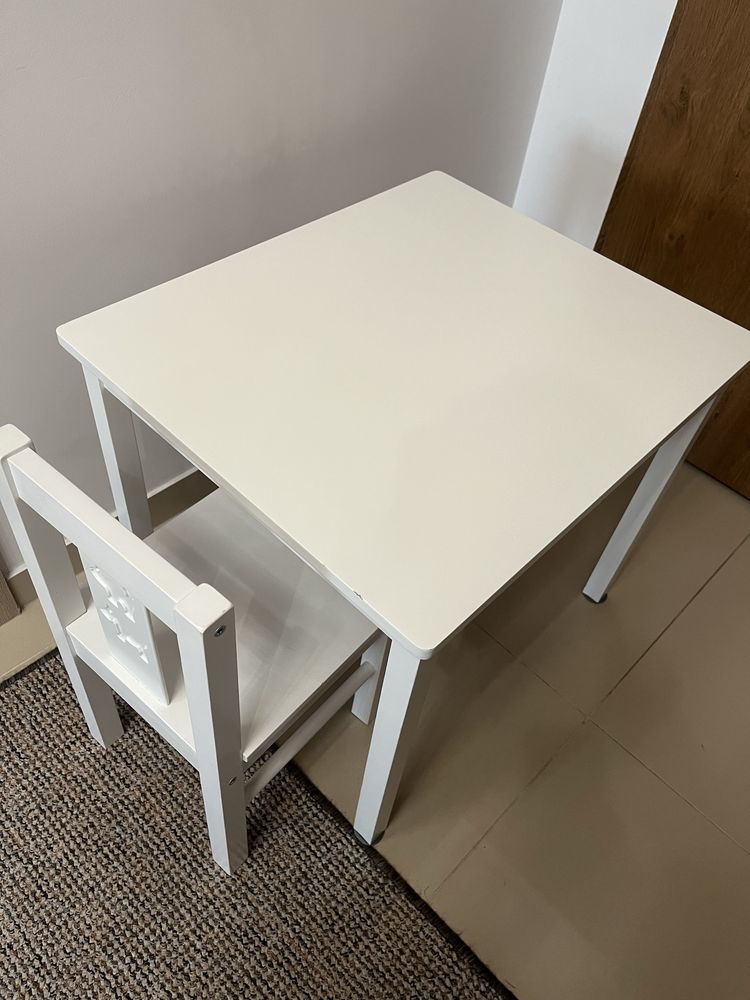 Stolik i krzeslo ikea kritter bialy