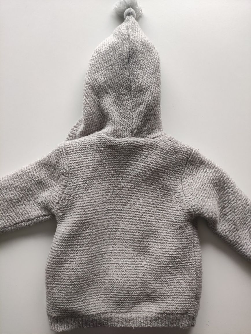 Ciepły sweter z kapturem 6-9 m-cy unisex