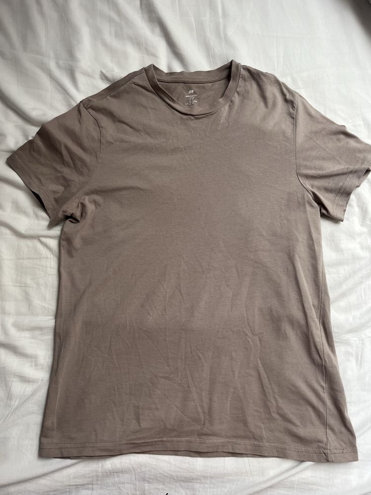 T-shirt męski basic brązowy beżowy h&m regular fit M