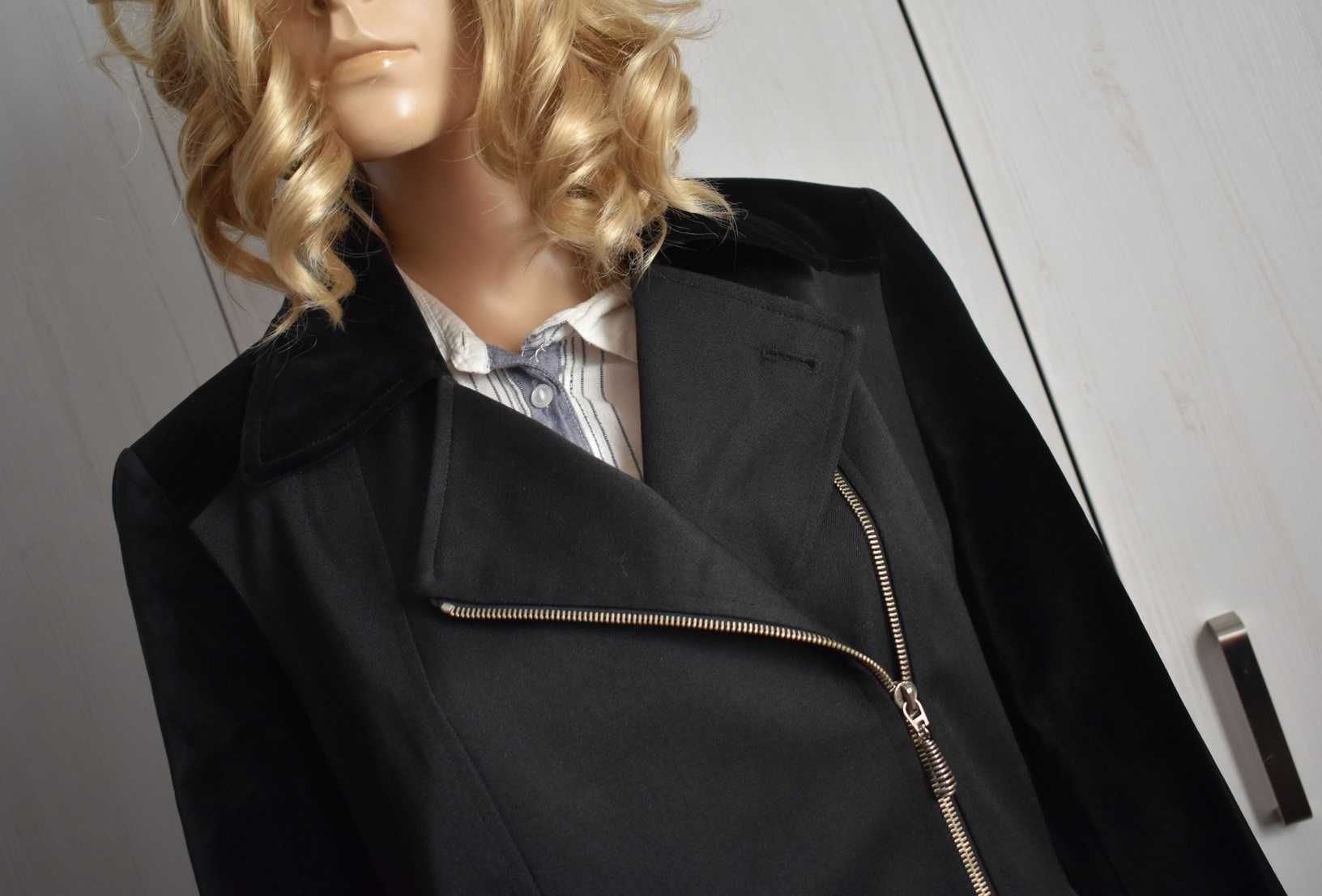 Kurtka przejściowa 38 M elegancka ramoneska blazer marynarka welurowa