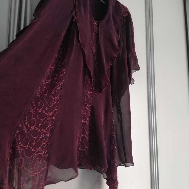 Elegancka garsonka sukienka 2-częściowa XL z koronkami z gipiurą