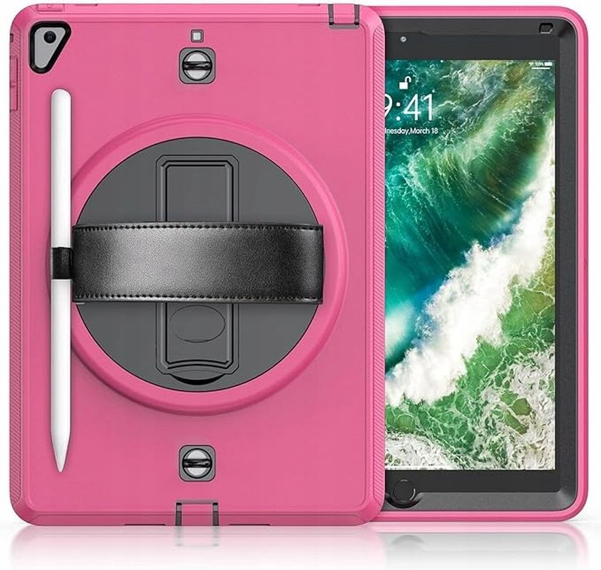 Etui Obudowa Case na Tablet iPad 10.2/2019/2020 z Paskiem Czarny Różow