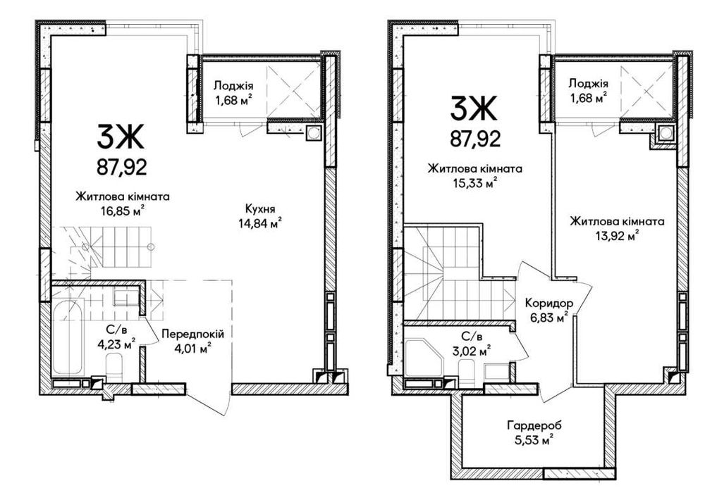 3-кімнатна дворівнева з терасою — 85.6  м² у Синергія Сіті. єОселя!