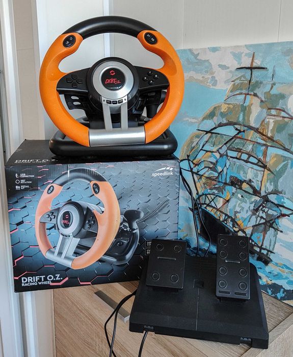 Дротове кермо ігрове як нове Speedlink drift racing wheel pc педалі