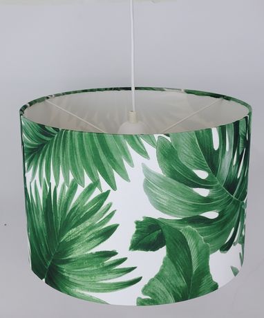 Abażur materiałowy zielone liście lampa dziecięca