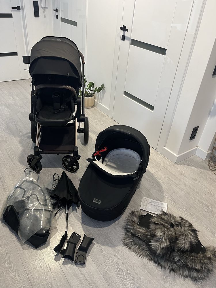Cybex Priam 4.0 Deep Black Rose Gold wozek spacerowka folia kubek