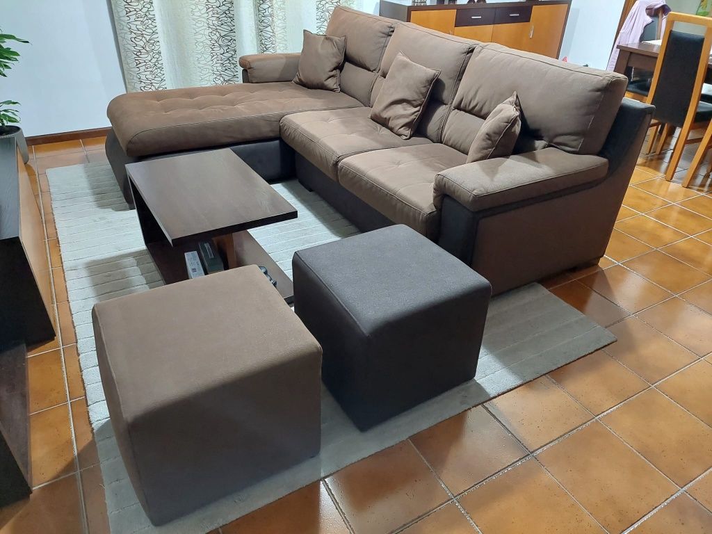 Sofá Chaise Longue + 2 bancos