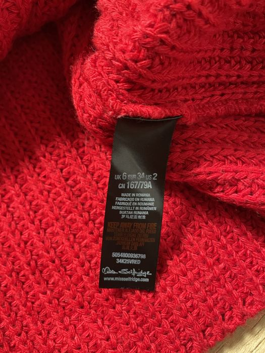 Sweter dzianinowy czerwony ciepły czerwony damski r. 34