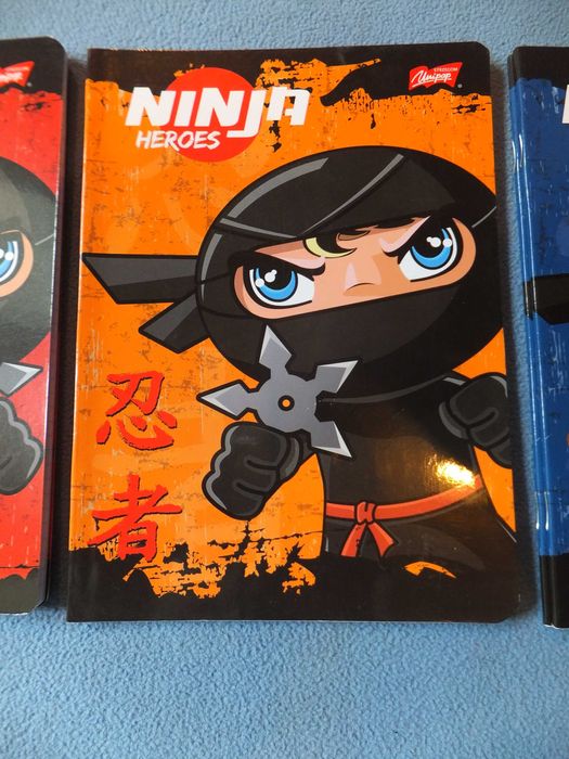 Zestaw sześciu zeszytów NINJA HEROES A5/16K miękka okładka kratka