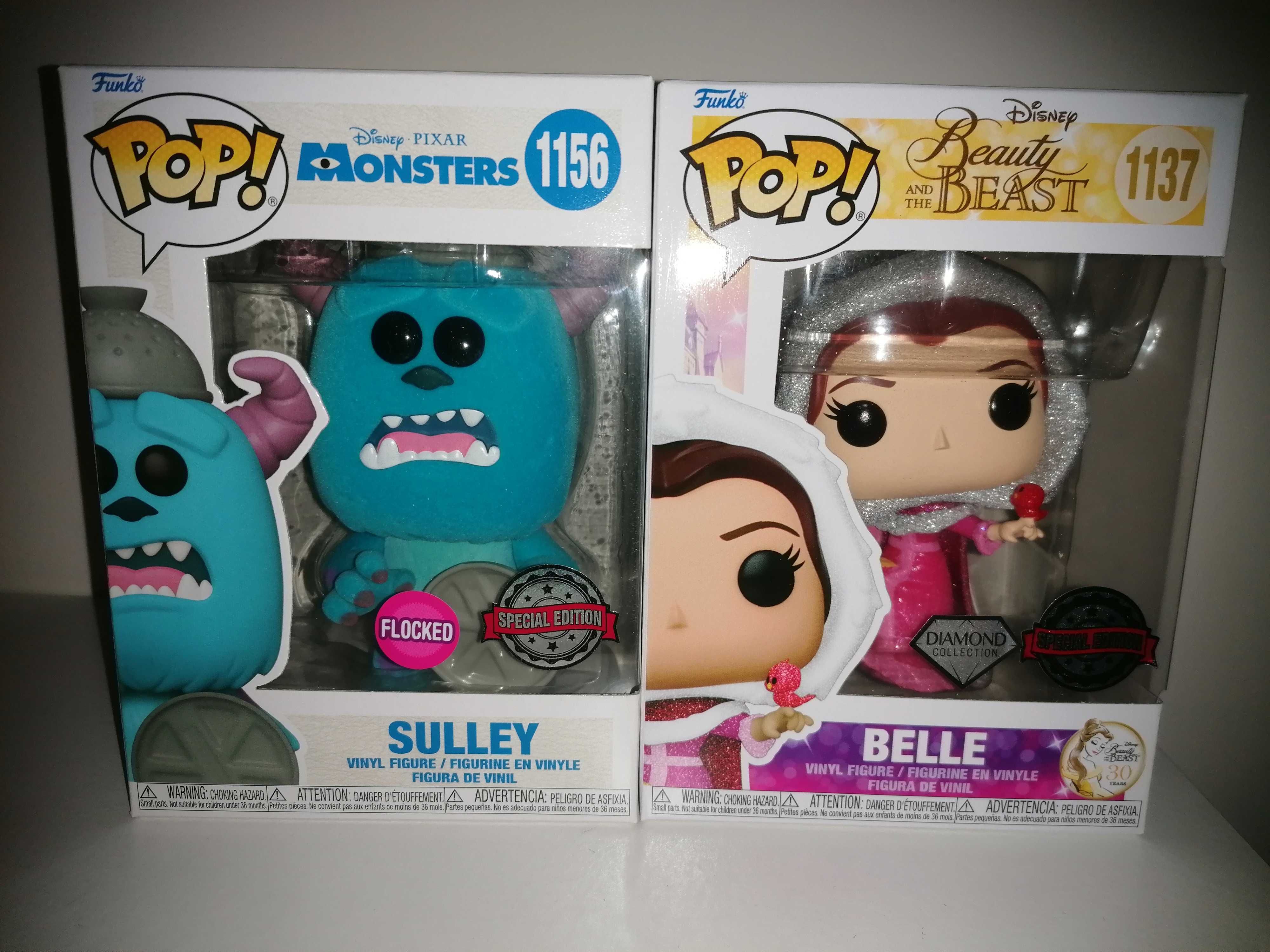Funko pop Disney - Belle diamond bela e o monstro e Sulley flocked