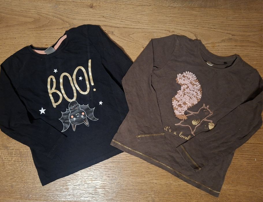 Bluzka halloween koszulka z długim rękawem 110 czarna+ spodnie leginsy