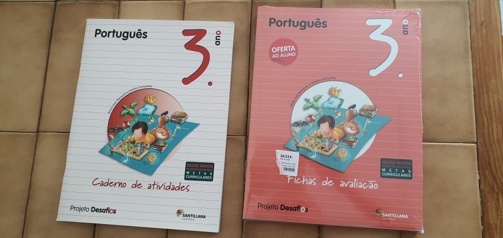 Livro + fichas de avaliação + caderno de actividades de Português  3°
