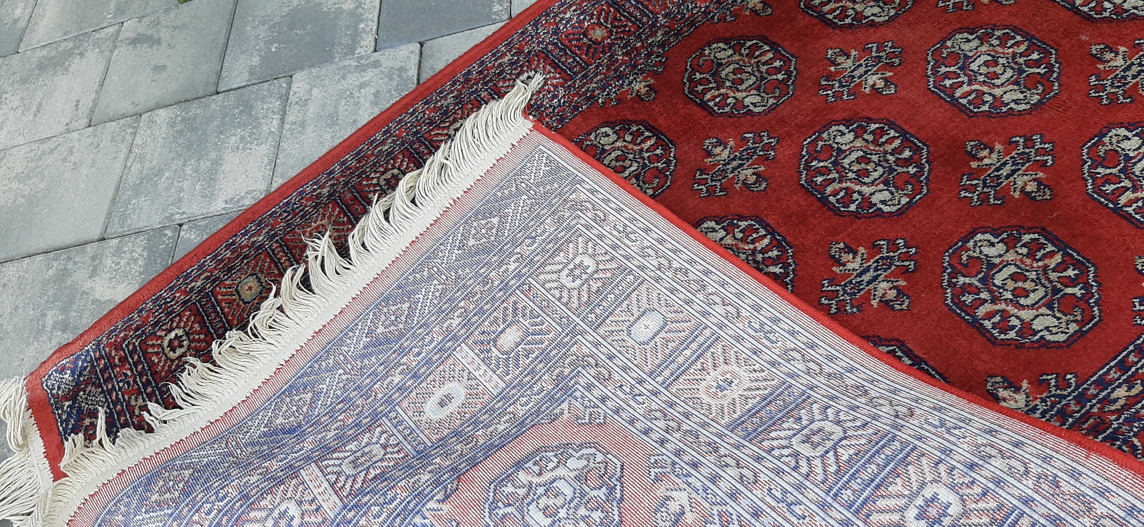 Buchara perski dywan wełniany tkany ręcznie z jedwabiem 310 x 80 cm
