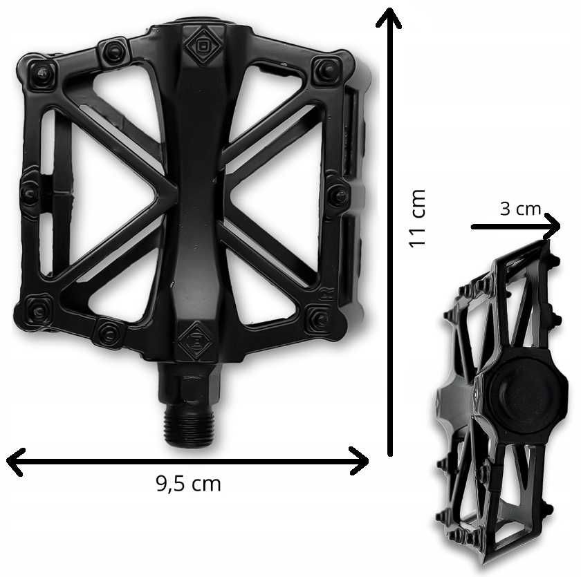 Uniwersalne Pedały Rowerowe Platformowe Aluminiowe Czarne