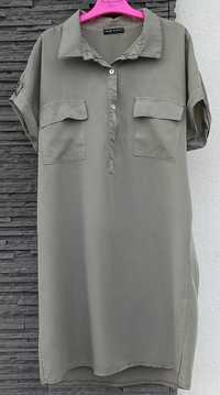 Tunika sukienka khaki zgniła zieleń 40 L Made in Italy