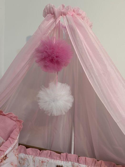 Wyprawka dla dziecka pościel kokon rożek baldachim muślin bawełna mink