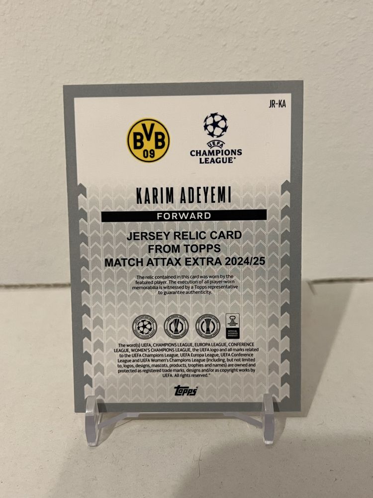 Karta karim adeyemi jr-ka relic topps match attax extra 2024/2025 mint