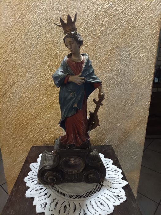Figura Św Katarzyna Aleksandryjska relikwia XVIII wiek