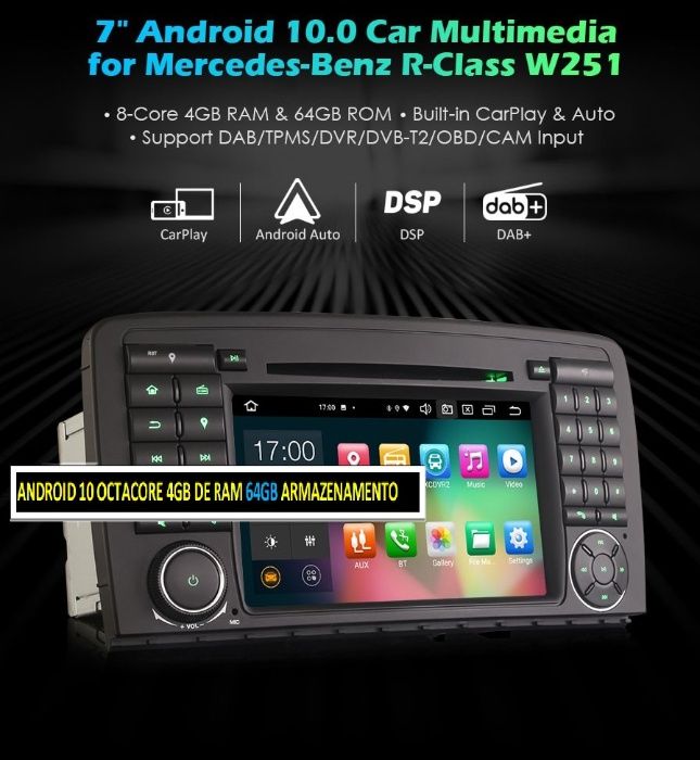 Auto-rádio 2 din android 14 para Mercedes Classe R W251