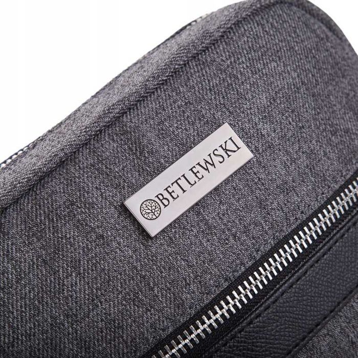 BETLEWSKI Torba Męska Listonoszka Materiałowa Sportowa Na Pasku Szara