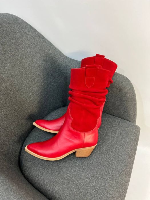 Сапоги казаки, натуральна шкіра замша 38р