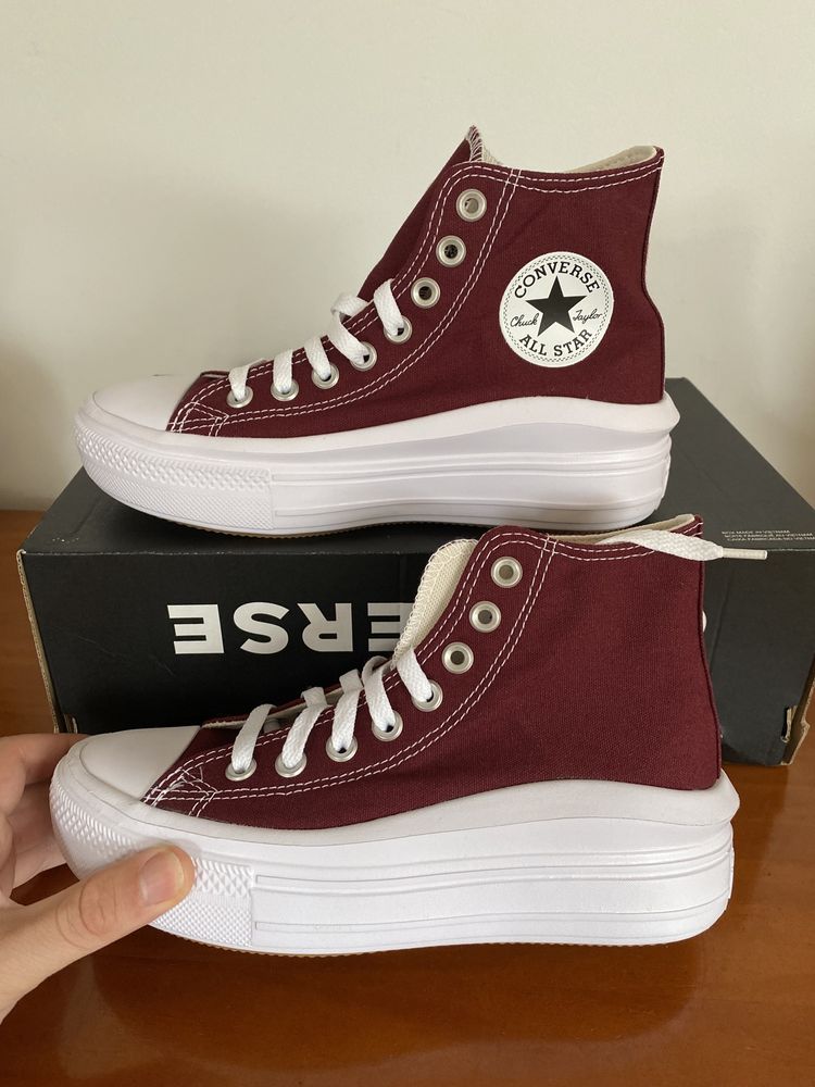 Tenis bota all star bordeaux plataforma converse NOVOS