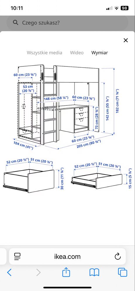 Lóżko piętrowe IKEA SMÅSTAD