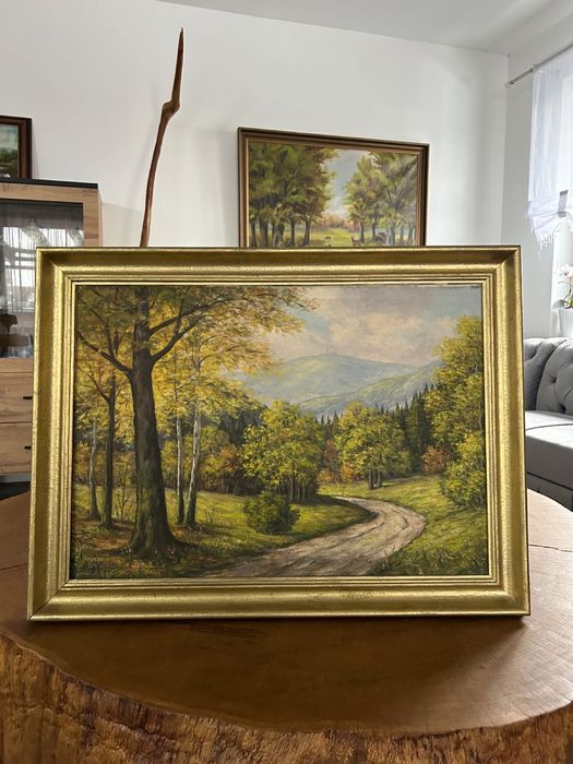 Duży stary obraz olejny